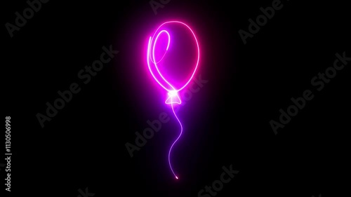 Glowing neon line Balloons icon isolated on black background. 