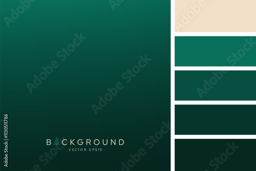Dark gradient green Christmas background vector design with color palette 
