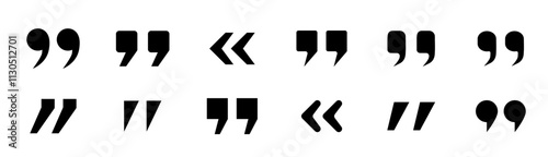 Quotes icon. Quote mark icon set for conversation or definition. Quote speech symbol vector illustration.