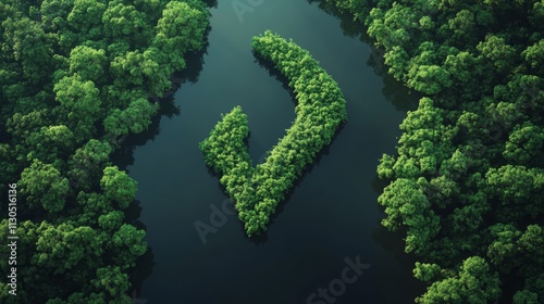 Arrow-Shaped River Flowing Through the Amazon Forest