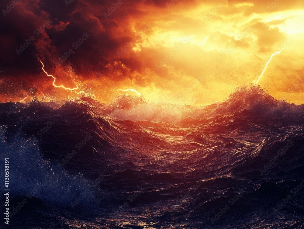 Fototapeta premium Stormy Sunset over Ocean