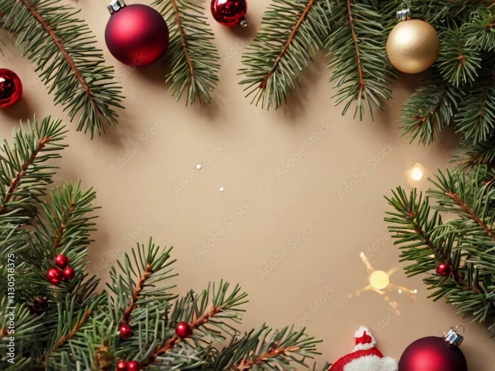 christmas background with fir branches and balls christmas background with fir branches and balls