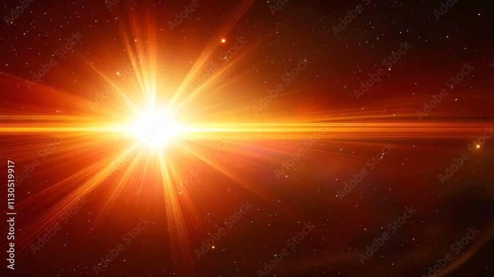 Fototapeta premium Radiant Starburst Illuminates Cosmic Dark Space Background