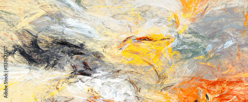 Wallpaper Mural Bright artistic splashes. Abstract yellow, grey and orange paint pattern. Dynamic color background. Fractal artwork for creative graphic design Torontodigital.ca
