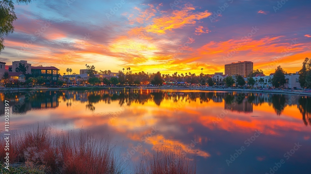 Fototapeta premium sunset over the river