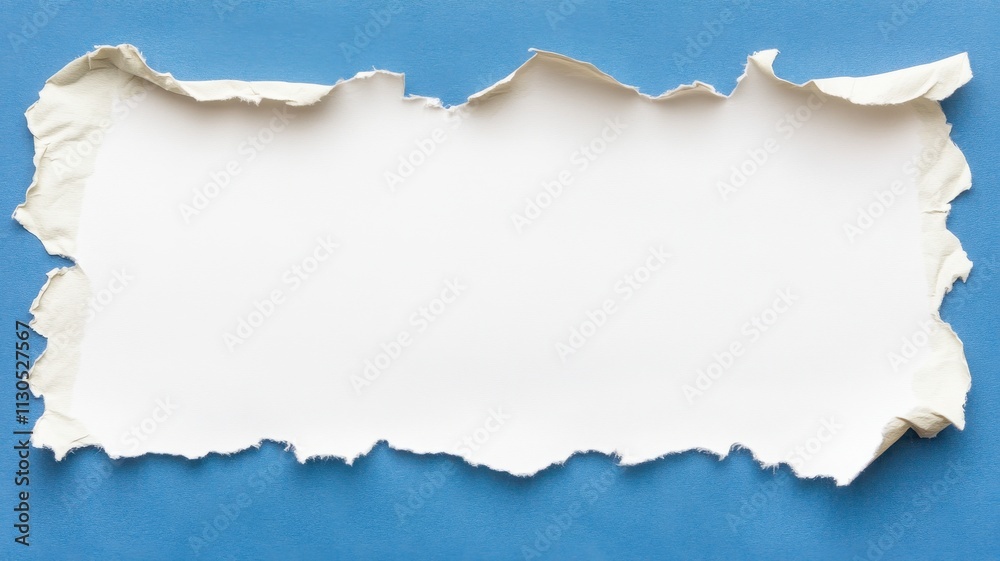 Fototapeta premium Torn notebook paper edges with casual texture blue background blank canvas for creative design use