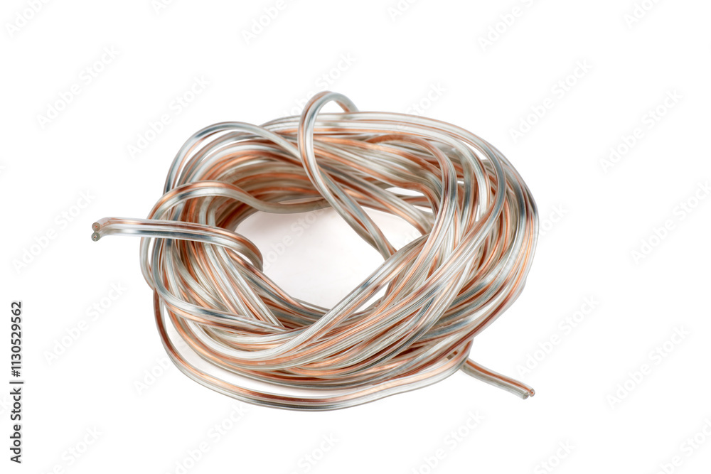 Coil audio cable isolated on white background Coil audio cable isolated on white background