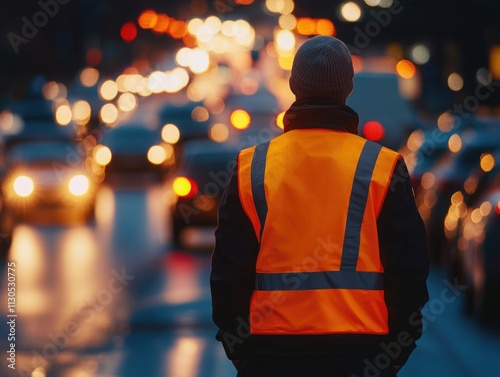 A Vigilant Traffic Guardian in a Busy City photo