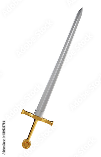 Sword with long blade isolated on white background. 3d-rendering