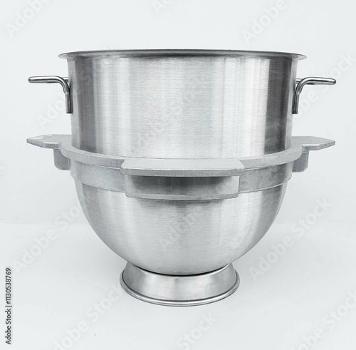 Bowl for an industrial planetary mixer on a white background