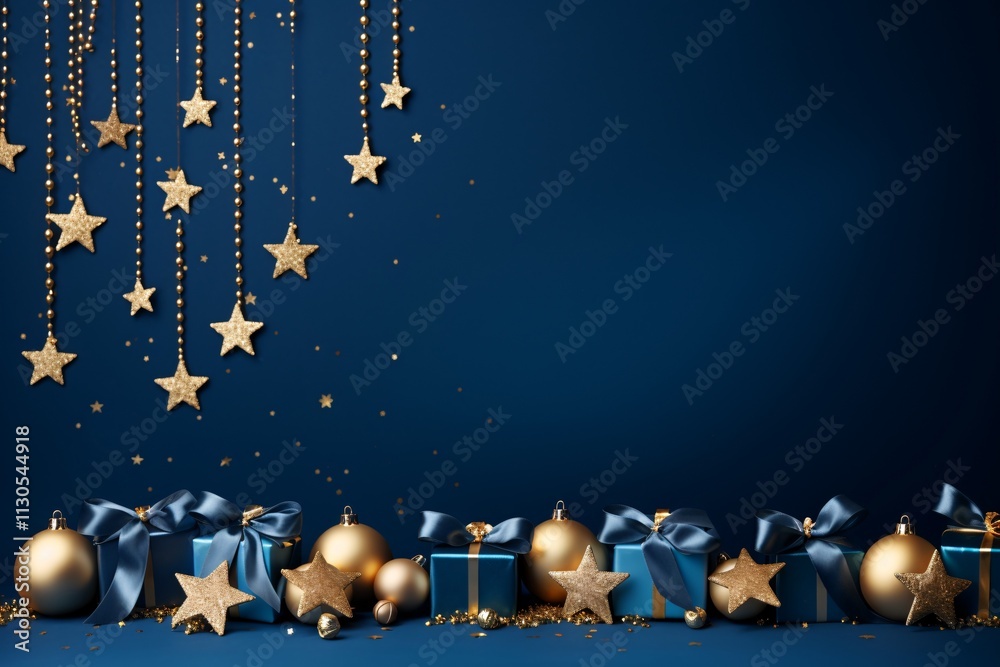 Naklejka premium Christmas Decorative Background, Christmas Decoration Wallpaper, Christmas Banner, Holiday Banner Background, Christmas banner with blank space for text