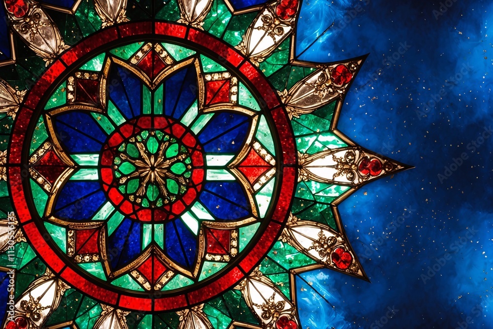 Obraz premium Christmas Stained Glass Background, Stained Glass Christmas Wallpaper, Christmas Background, Stained Glass Winter Background, Christmas Wallpaper