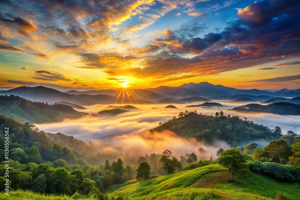 Fototapeta premium Fog in nature, Ai generative