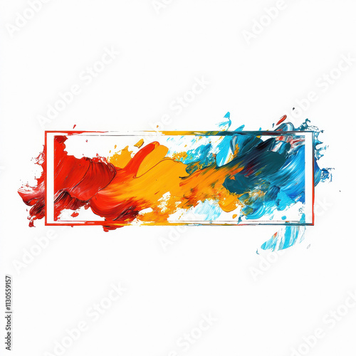 a logo with a rectangular painting filled by colors. White background