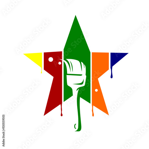 paint brush and star logo vector