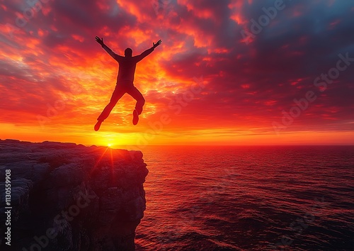 Person Jumping Off a Cliff
