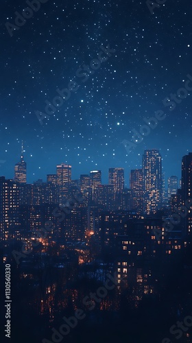 Wallpaper Mural Starry sky over night city skyline high resolution image Torontodigital.ca