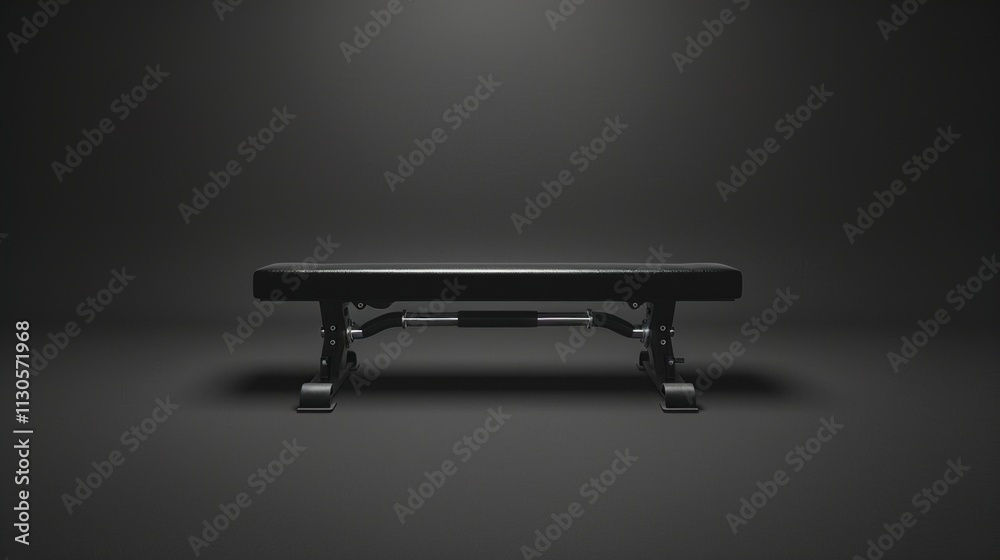 A sleek, adjustable bench press on a solid dark gray background.