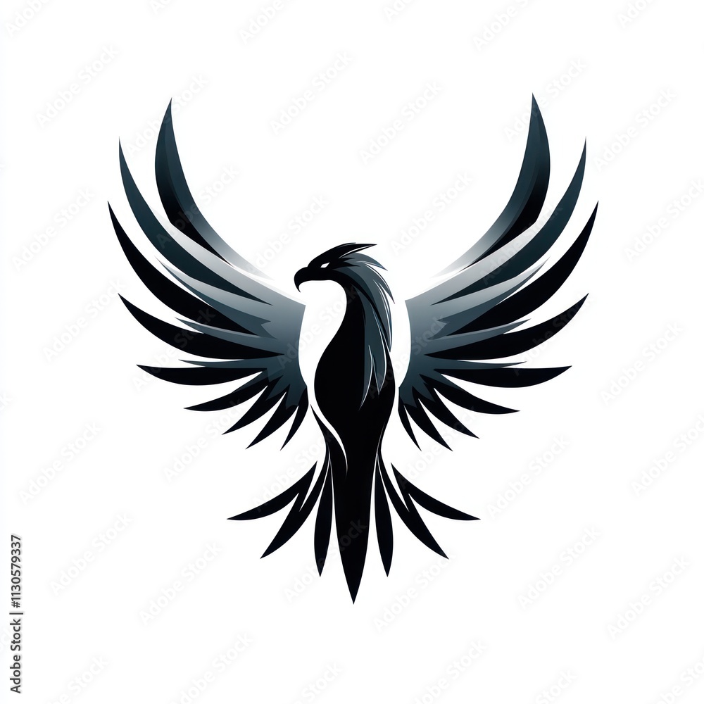 Obraz premium Powerful black bird with outstretched wings, bold design.