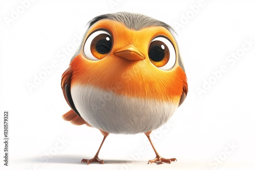 3d robin looking at the camera