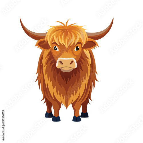 highland cow with horns vector 