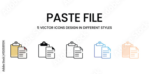 Paste File icons set in different style vector stock illustration