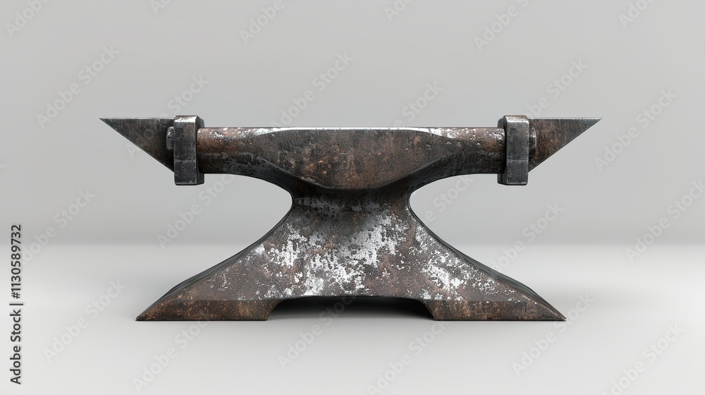 A steel anvil with a smooth surface on a solid white background.