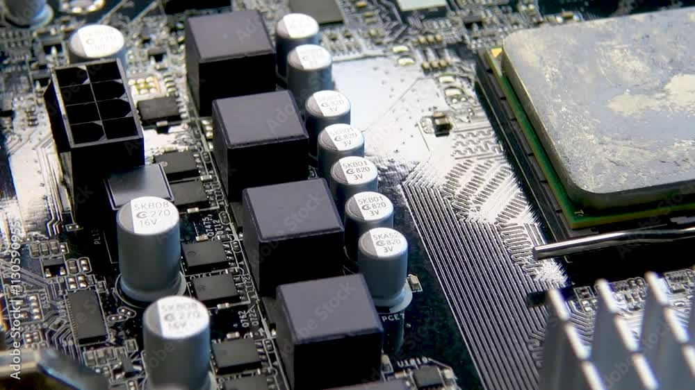 The motherboard and its components with a processor