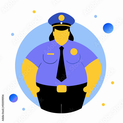 Female police officer. Vector colorful illustration in flat style
