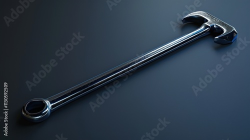 Obraz na płótnie A steel crowbar with a glossy finish on a solid dark blue background. w salonie