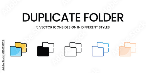 Duplicate Folder icons set in different style vector stock illustration