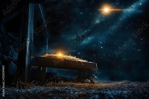 Waiting for the Messiah Empty manger with Comet Star coming