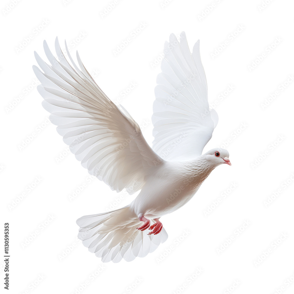 Fototapeta premium White Dove Flying on Transparent Background