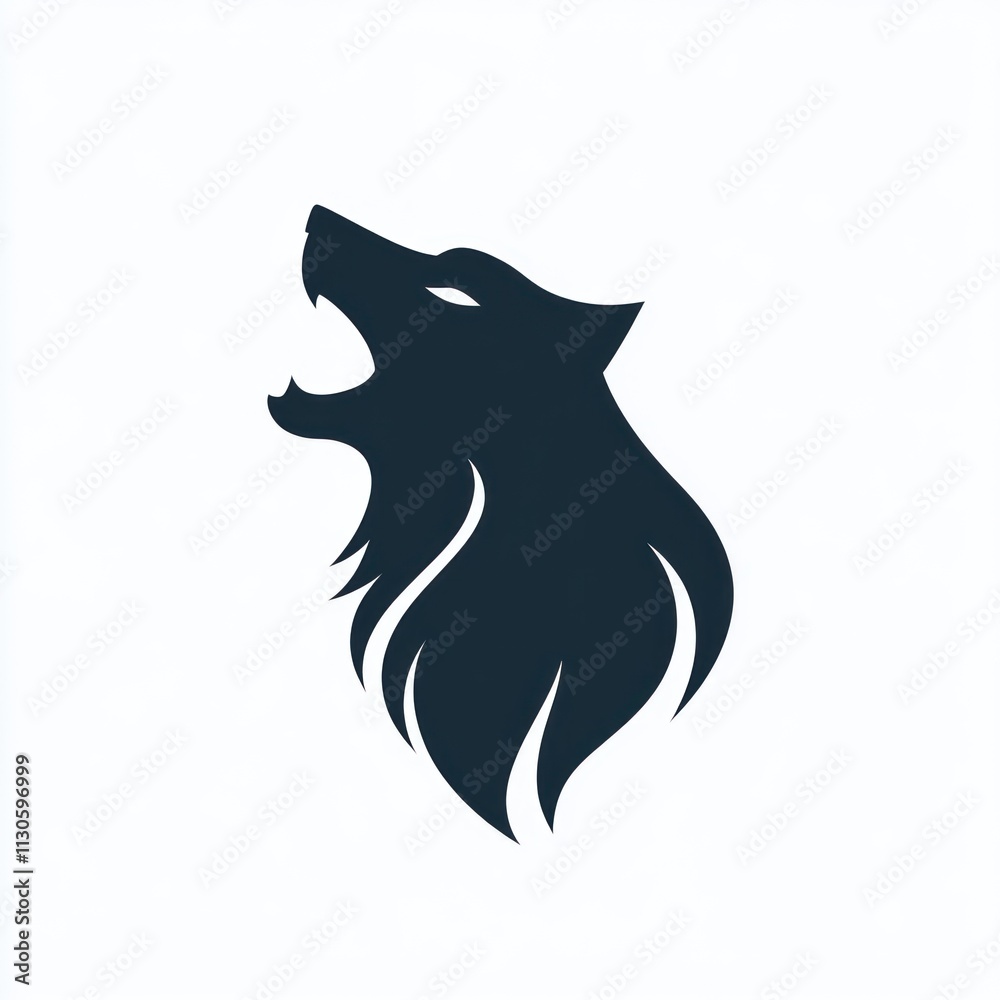 Obraz premium Howling wolf head silhouette logo design.