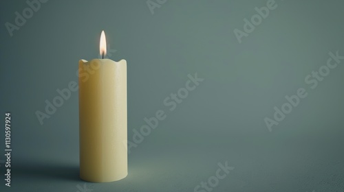 Obraz na płótnie A tall, elegant pillar candle on a solid light gray background. w salonie