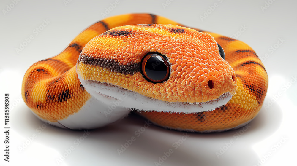 Obraz premium This plush snake toy is a bit fluffy, has cute 3D figures, and is white in color