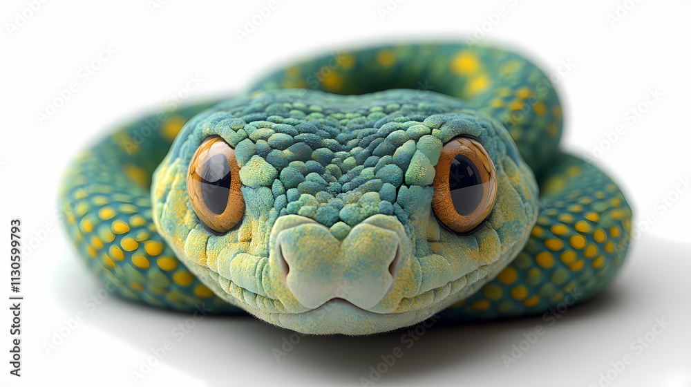 Fototapeta premium This plush snake toy is a bit fluffy, has cute 3D figures, and is white in color
