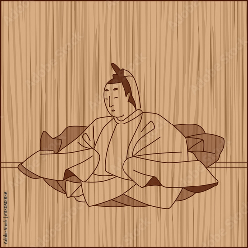 木彫り風正方形百人一首　天智天皇