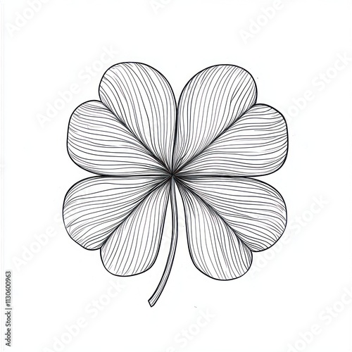 Line art illustration of a four-leaf clover.