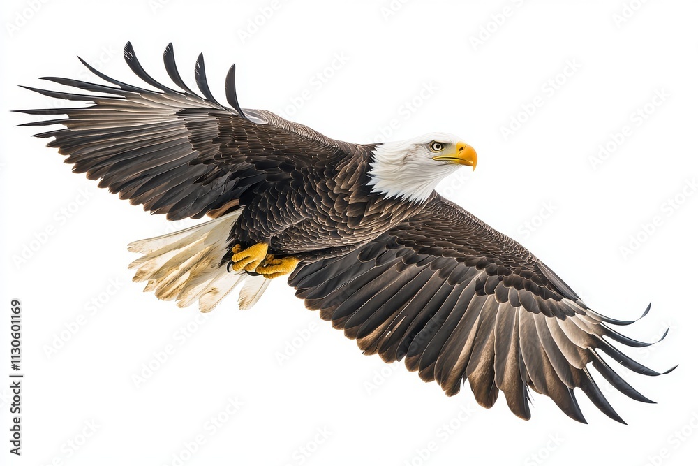 Fototapeta premium bald eagle in flight isolated on white background