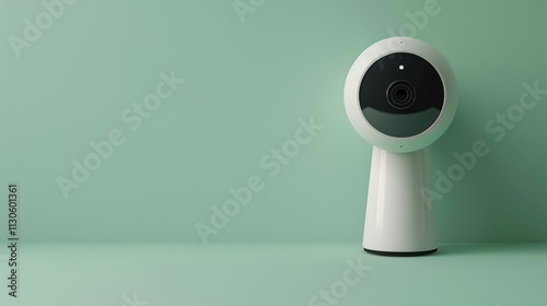 Obraz na płótnie A wireless home security camera on a solid light green background. w salonie