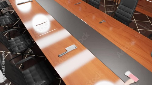Different types of cold weapons and their impact on the atmosphere of an empty negotiation table.