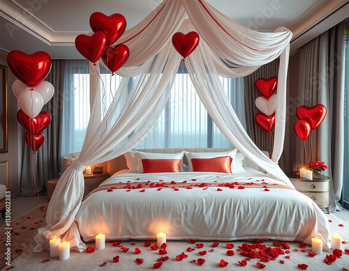 luxurious hotel room designed for a romantic honeymoon