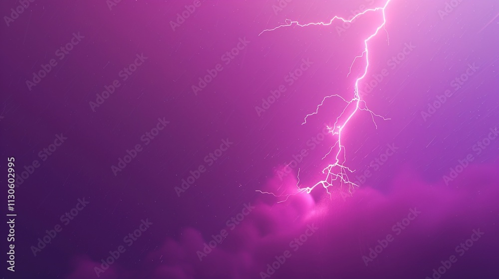 Forked lightning illuminating a solid purple background.