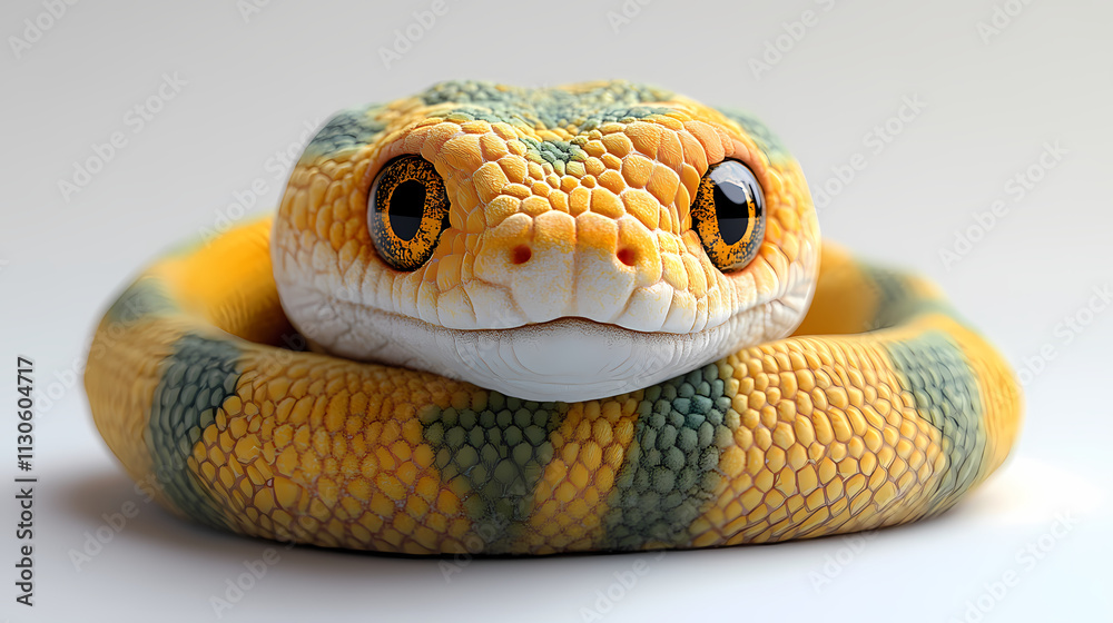 Fototapeta premium This plush snake toy is a bit fluffy, has cute 3D figures, and is white in color