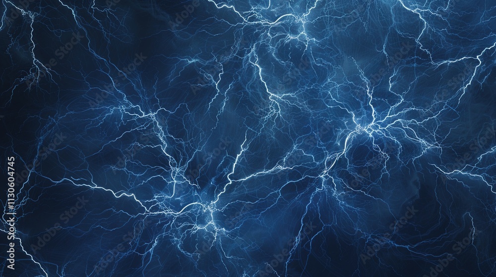 Multiple lightning bolts branching across a solid dark blue background.