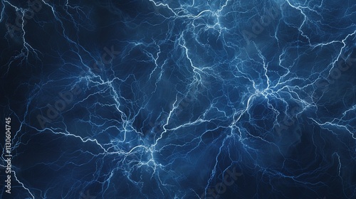 Obraz na płótnie Multiple lightning bolts branching across a solid dark blue background. w salonie