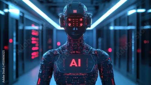 Wallpaper Mural Futuristic AI Robot Cyborg Digital Brain Technology Background Torontodigital.ca