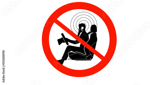 do not talk on phone while driving, black and red isolated silhouette