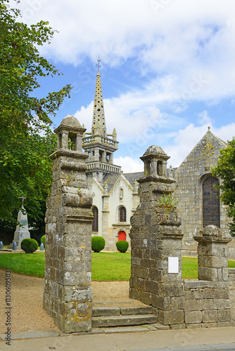 Obraz na płótnie Plouzévédé village church. Plouzévédé is a French commune located in the Finistère department, in the Brittany region. w salonie